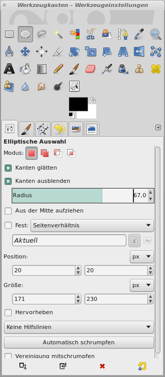 Werkzeug Elliptische Auswahl